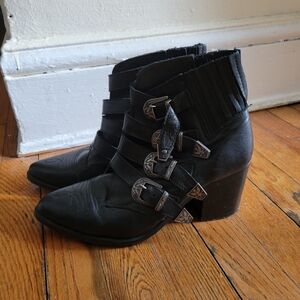 Black Buckle Ankle Boots 8
